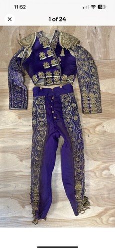 ANTIQUE 19THC SPANISH TORERO MATADOR BULLFIGHTER SUIT OF LIGHTS W METALLIC GOLD