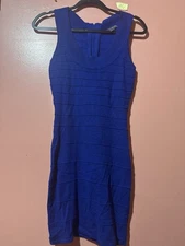 Twenty One Womens Dress M Medium Blue Bodycon Tight Fitted Knee Length