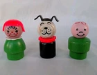 1970s Vintage Fisher Price Little People  WOODEN Girl, Dog, And Boy