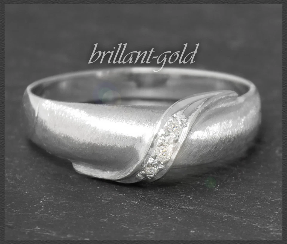Diamant Ring von WEMPE, aus 585 Weißgold mit 3 Diamanten, Damen Bandring - Bild 1 von 4