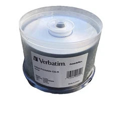 New Verbatim CD-R 52x 700MB 80 Inkjet Printable (50 QTY) DataLifePlus Silver NEW