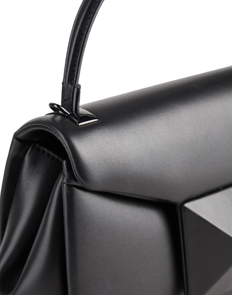 RRP€2900 VALENTINO GARAVANI One Stud Leather Satchel Bag Black Top Handle - Image 4 of 4