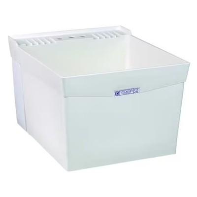 Mustee 19W Laundry Tub 24 In X 20 In, 1, 2, Wall Mount, Thermoplastic