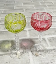 Nachtmann Traube Bleikristall Cut To Clear Crystal Set of 2 Cordial Glasses 5.5"