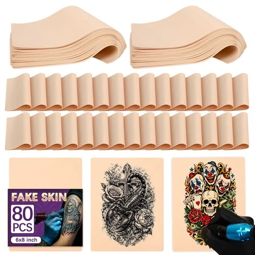 80 Pack Blank Fake Skin – 8"x 6" Double Sided Tattoo Practice Skin for Tattoo... - product listing photo