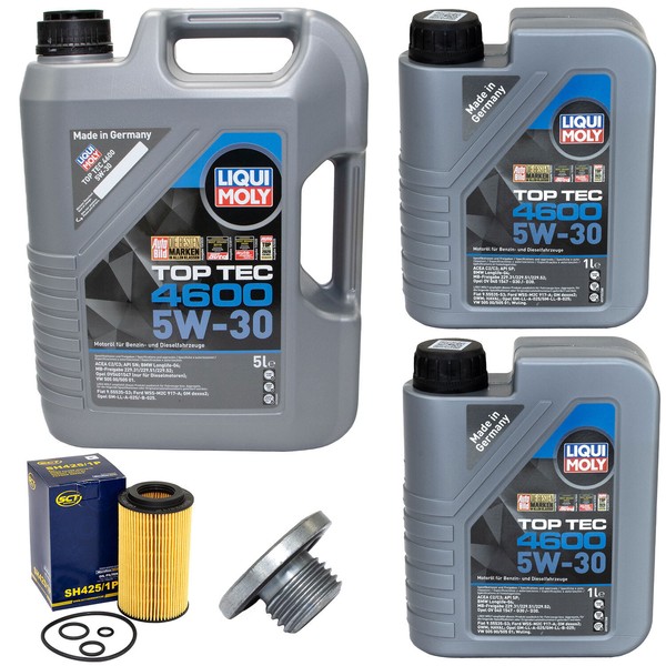 MotoröL Set 4600 5W-30 Liqui Moly 7 Liter + ÖLfilter + Schraube FüR Opel 2.2 Dti-image