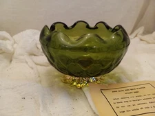 PRINCESS HOUSE #452 OLIVE GREEN & GOLD PLANTER / UTILITY DISH NIB
