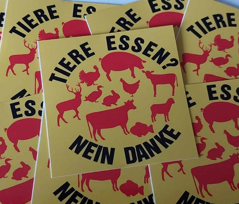 10 x Sticker Motiv: Tiere essen? Nein Danke