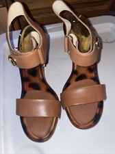 Michael Kors Marble Leather Heels Open Toe Sandals 7