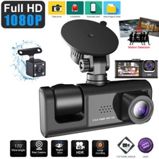 3-Lens 1080P Dash Cam Video Recorder Front+Rear+Inside, Night Vision, G-Sensor