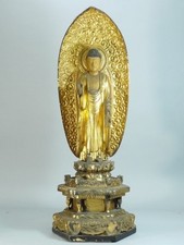 old Edo Period Japanese Japan, Jodo shu wooden Buddha statue of Amitaba 59cm
