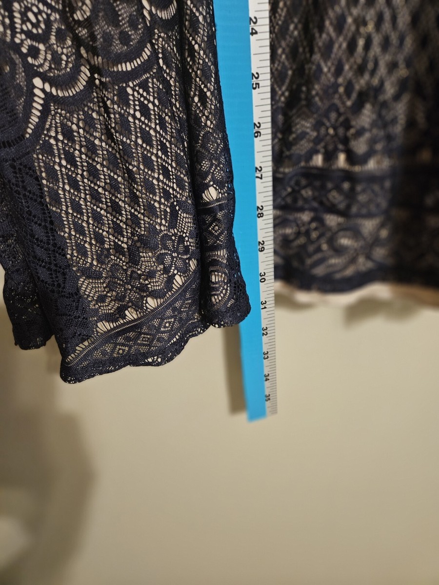 My Michelle Womens Navy Blue Lace Longsleeve A-Line Dress Size Small | eBay