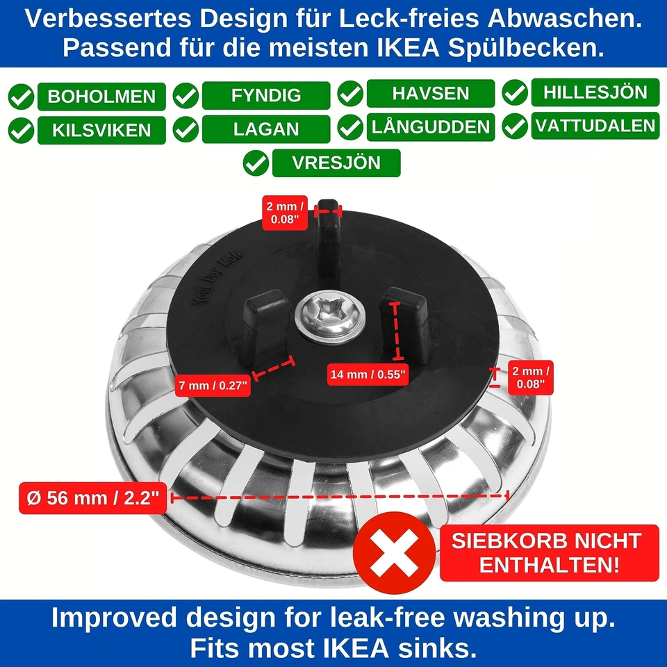 Ersatz Dichtung 1 Stück kompatibel mit IKEA Siphon ATLANT und DOMSJÖ Siebkörb... - Bild 4 von 4