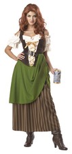 Medieval/Renaissance Wench Costume 2 Pc Br Gr Peasant Style Dress Belt