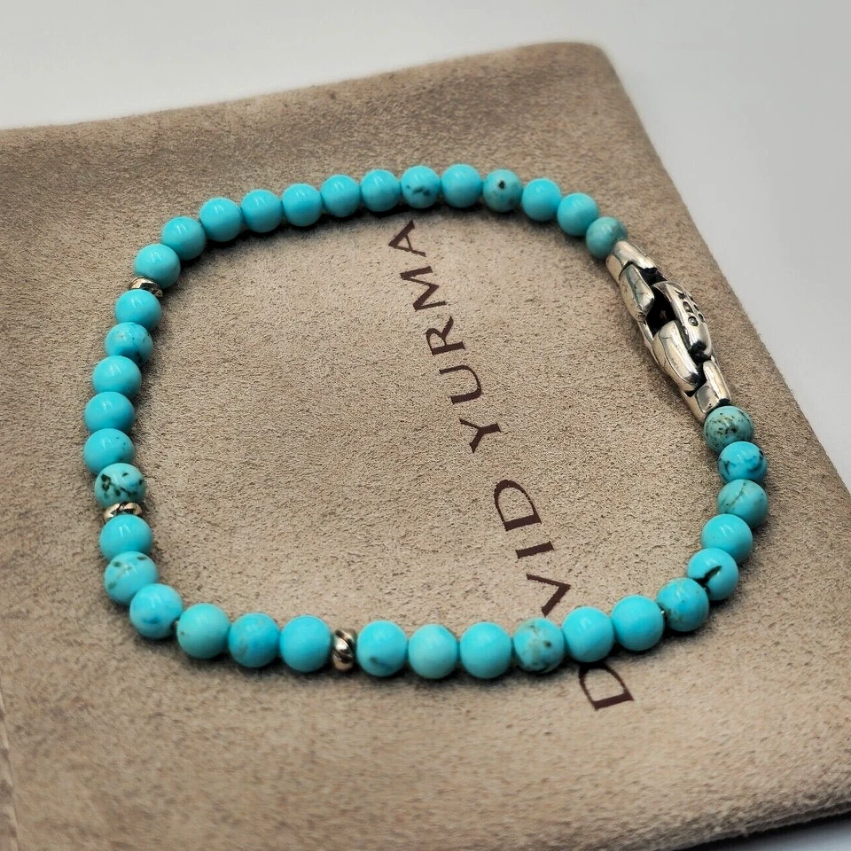 David Yurman 纯银绿松石 Bijoux 精神珠手链 7.5 — 第 2/3 张图片