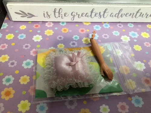 Vintage Barbie Pillow Pink With Lace Edge Doll Accessories ring Bearer Krissy