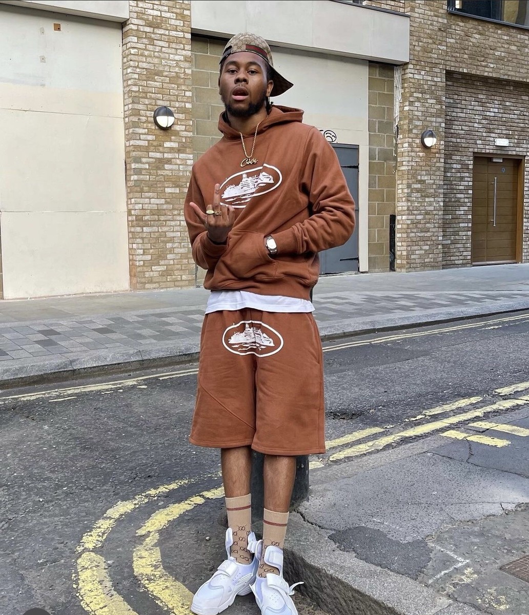 Corteiz RTW | Alcatraz Hoodie and Shorts | Hazel Brown Large