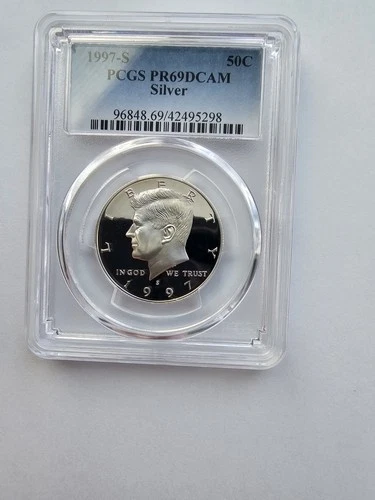 SILVER 1997 S PR69 DCAM KENNEDY HALF DOLLAR GRADED PCGS 5OC S MINT 90% AG COIN