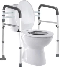 Toilet Safety Rails, Adjustable Toilet Frame for Elderly, Seniors, Handicap & Di