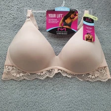 Maidenform Your Lift Wireless Bra Lace Trim Size 40B DM1196 Sandshell NWT