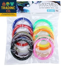 PLA 3D Pen Filament Refill Pack (10 Color, 3M Each)
