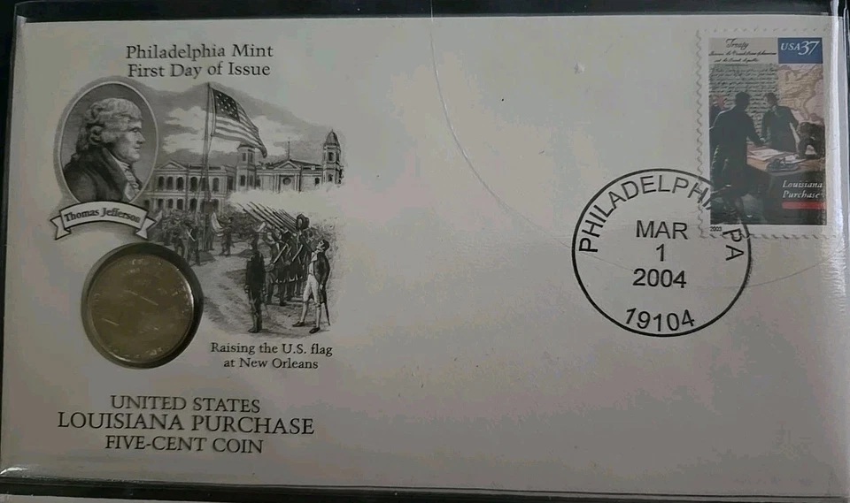 2004 Philadelphia & Denver LOUISIANA PURCHASE Five-Cent Coin First Day of Issue - Image 2 of 4