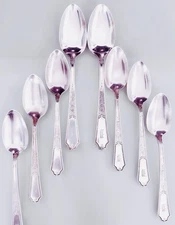 1847 Rogers Bros. Antique Silver Plate 1924 Ancestral 8-Pc “M” Place & Teaspoons