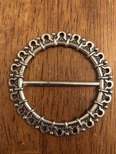 Vintage Silver Tone Filigree Round Belt Buckle