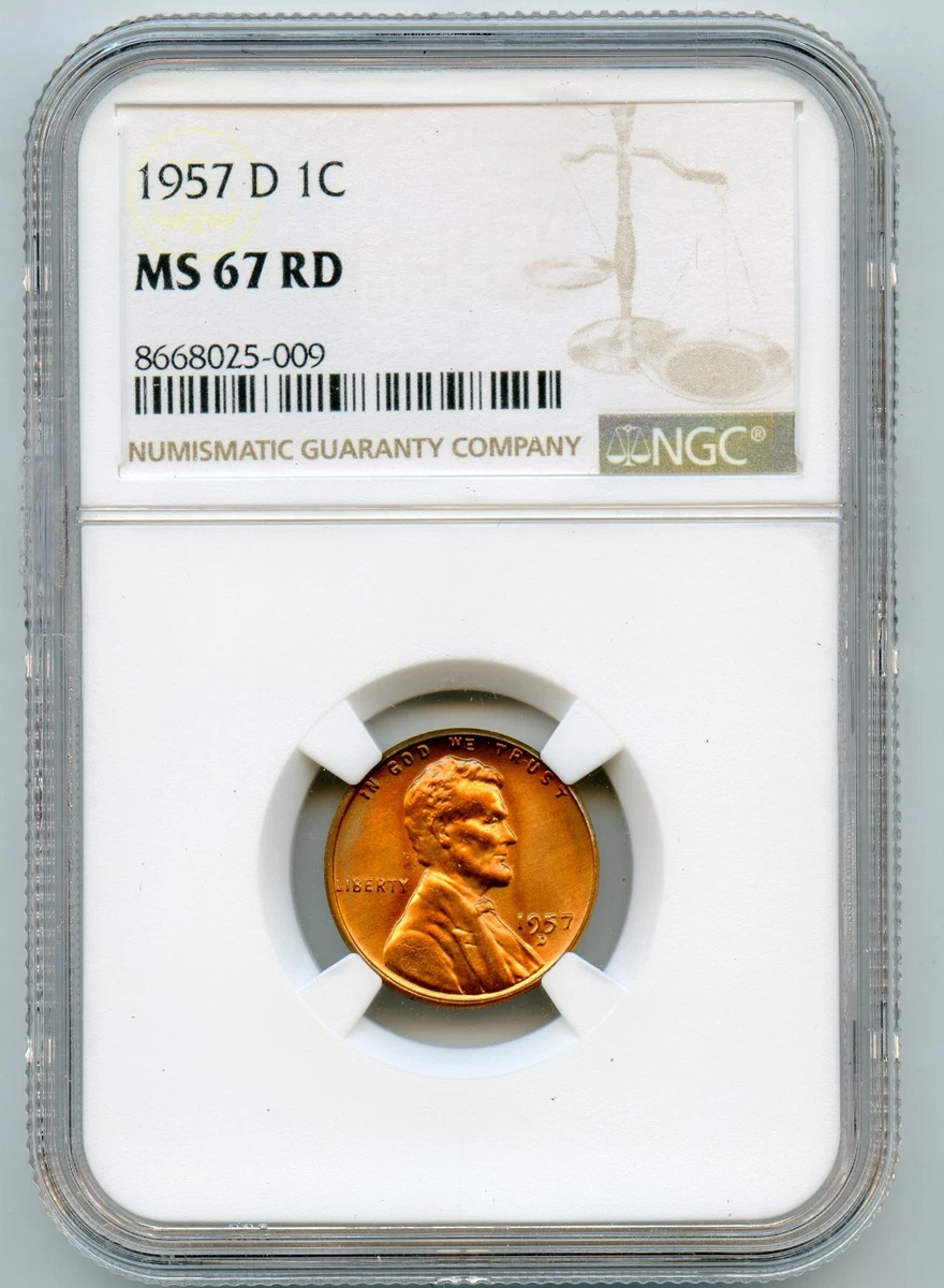 Denver MS 67 Graded 1957 Lincoln Wheat US Small Cents (1909-1958