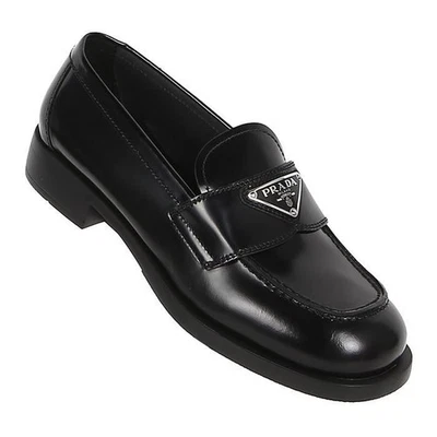 Prada Triangle Logo Brushed Leather Loafers 53474769 [P] - Photo 1/4