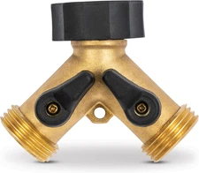 Heavy Duty 2 Way Garden Hose Splitter, Dual Water Hose Splitter with Shut Off...