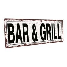 Bar  Grill Metal Sign; Wall Decor for Mancave, Den, or Gameroom