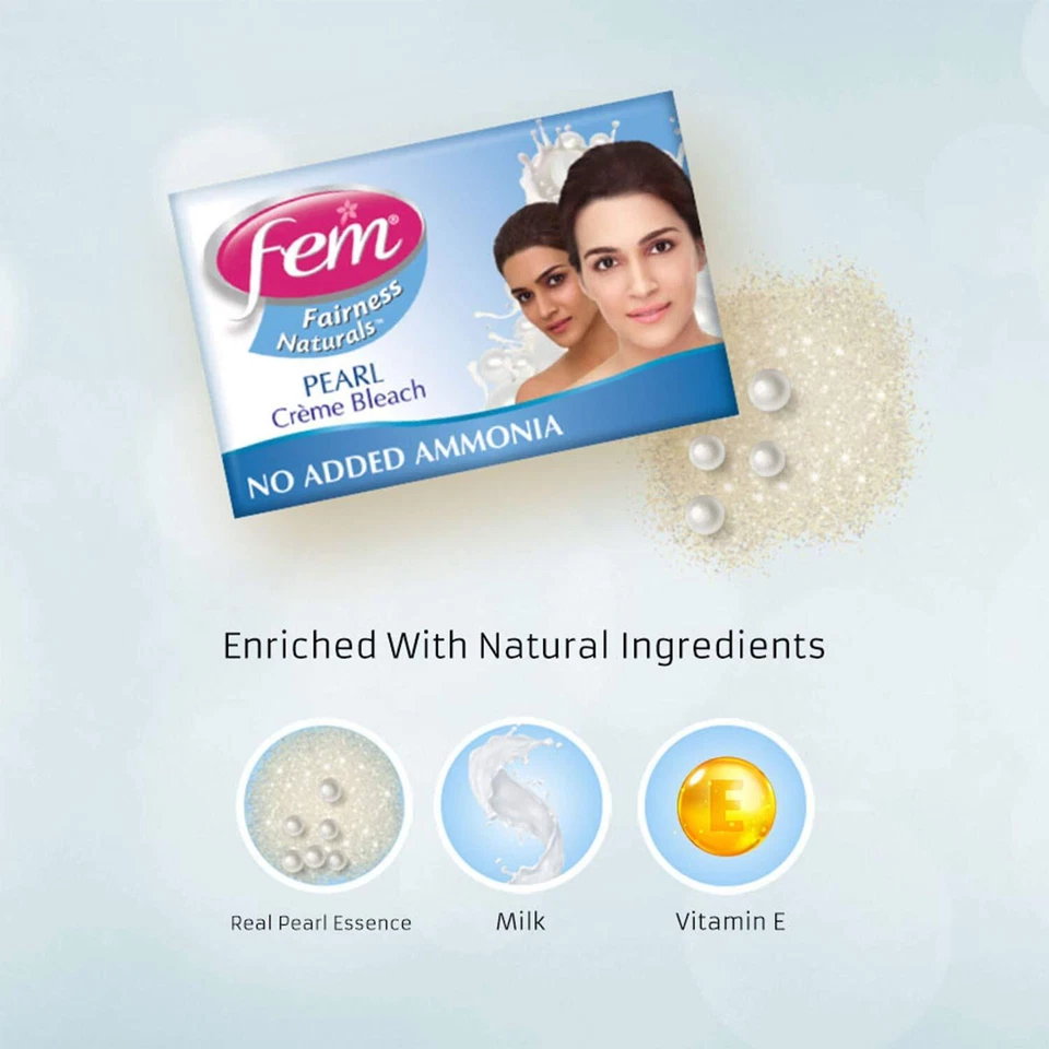 Dabur Fem Creme Bleach Pearl & MILK Soft Glow 8Gm/24Gm -Female Face- Free Ship - Image 2 of 4