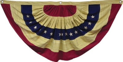 NEW American FLAG BUNTING BANNER Tea Stained Cotton 55'' W x 28 ''H Patriotic