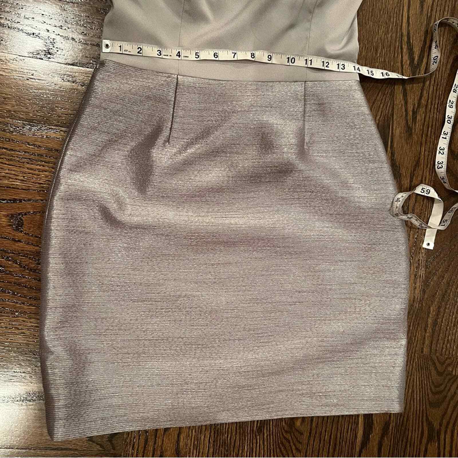 Halston Heritage Strapless Metallic Mini Dress SZ… - image 7