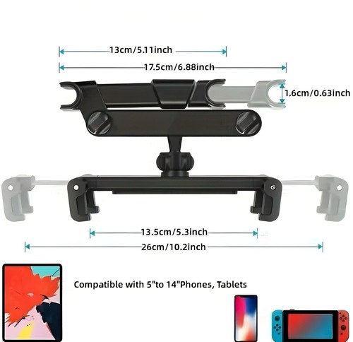 360° Car Seat Back Headrest Mount Holder for Apple iPad Phone Tablet Universal - Picture 4 of 13