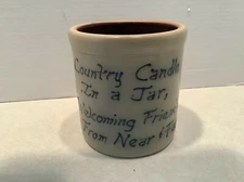 Maple City Pottery crock, "Country Candle in a Jar..."