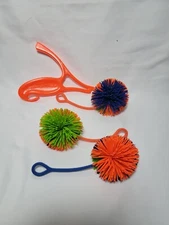 Vintage 90’s Koosh Flingshot Slingshot w/ 3 Balls Orange Green Blue OddzOn