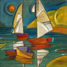 Ceramic Backsplash Tile Mural Nautical Kitchen/Bathroom/Shower - Portofino Boats