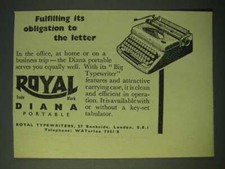 1955 Royal Diana Portable Typewriter Ad - Fulfilling its obligation to Letter thumbnail