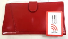 ILI New York Wallet RFID Genuine Red Leather Travel Organizer New some errors