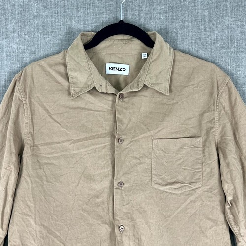 Kenzo Mens Size 40 Button Up Shirt Beige Corduroy Cotton Long Sleeve Regular Fit - Picture 2 of 20