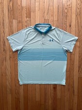 Under Armour Short Sleeve Polo Men 2XL Golf Shirt Stretch Heatgear Loose Stripe