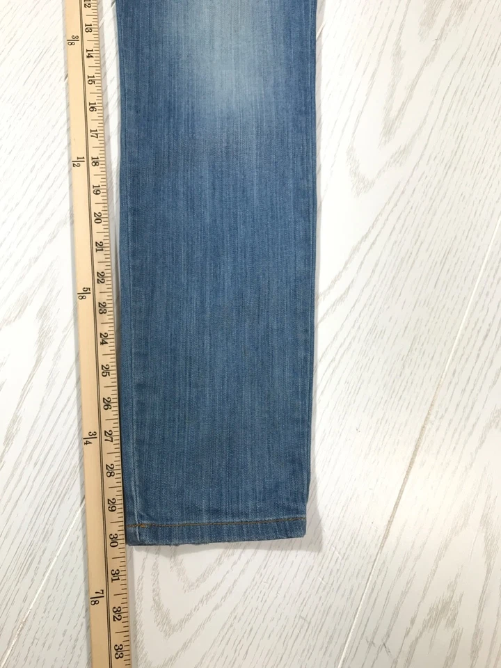 Pantalones de mezclilla vintage Guess cintura alta mujer 26 desteñidos azul botón mosca boho Y2K Foto 4 de 4