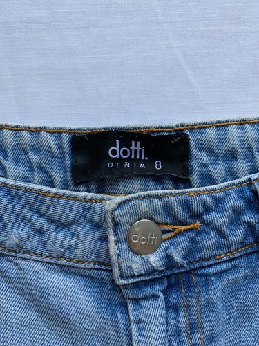 Dotti Denim Shorts Womens Size 8 Blue Distressed Cuffed Pocket Button HotPants - Picture 10 of 14