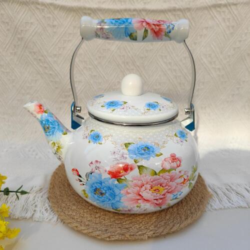 Decorative Teapot Water Kettle with Handle New Year Enamel Tea Kettle - Afbeelding 1 van 7