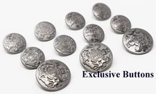 Silver Metal Blazer Buttons Set - Lion & Unicorn