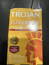 TROJAN CONDOMS ULTRA RIBBED 12 Count Armor spermicidal lubricant Open Box S