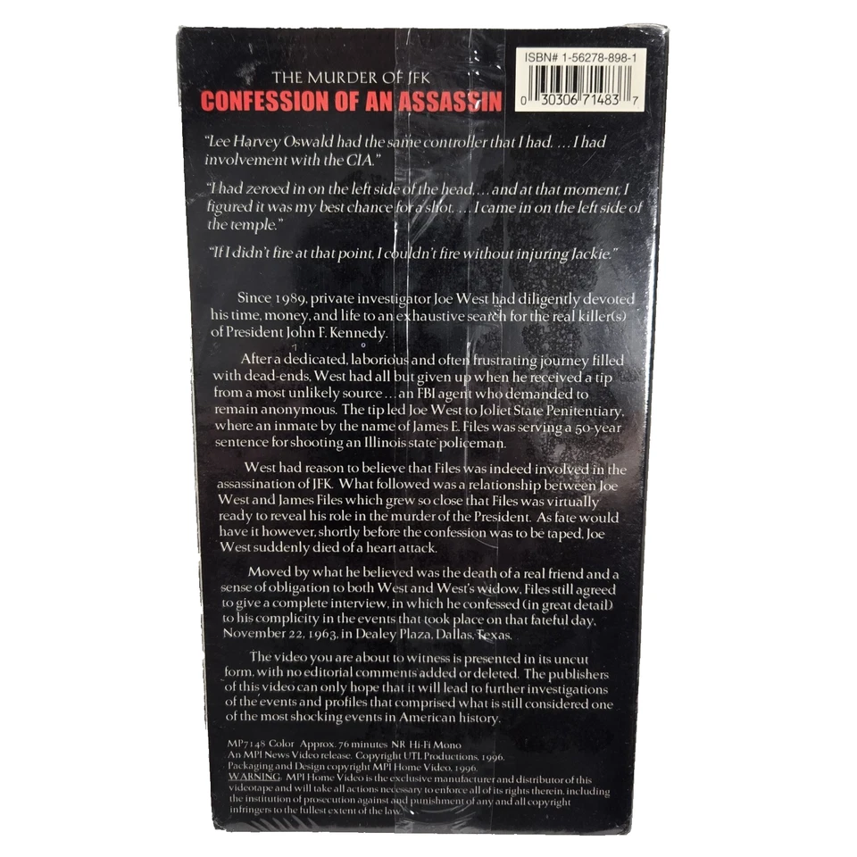 JFK Confession of an Assassin VHS 1996 Documentary Conspiracy Theory Mafia Crime Foto 2 de 4