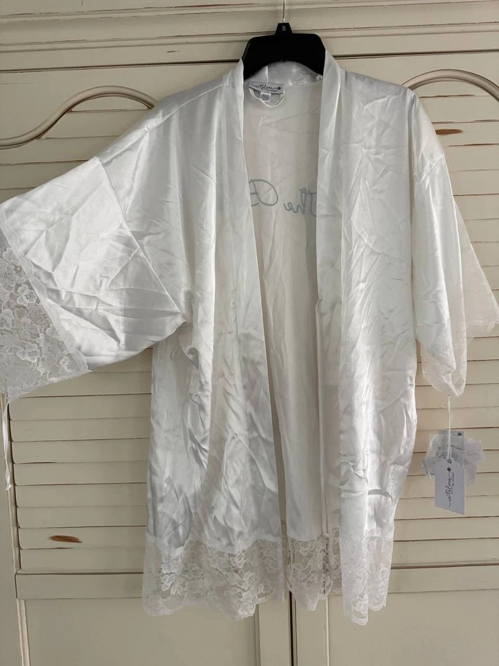 Bata de novia In Bloom de Jonquil “The Bride” blanca de encaje satinado talla XS NUEVA CON ETIQUETAS Foto 4 de 4